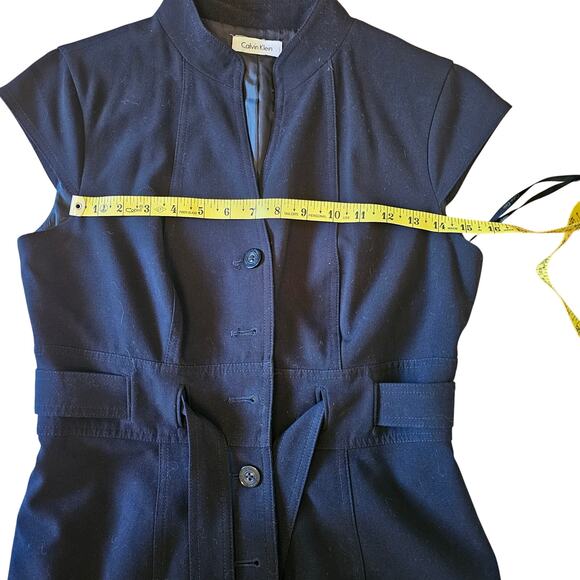 Calvin Klein Black Belted Button Front Fitted Shirt Dress Size 8 - Picture 6 of 9